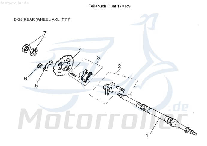 AEON Achse Cobra 180 Utility Bolzen Zapfen Quad 180ccm 4Takt Motorroller.de Gewindestift Gewindebolzen Stehbolzen Stiftschraube Arretierbolzen ATV UTV