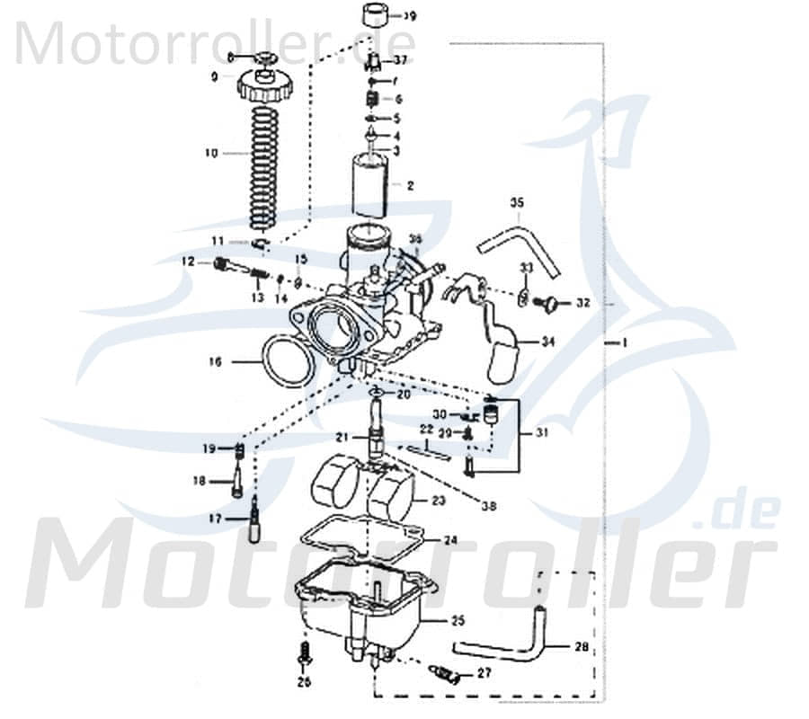 Qingqi STREET 125 DD Gasschieberanschlag 125ccm 4Takt 89597 Motorroller.de 80km/h Gasanschlag Vergaseranschlag 125ccm-4Takt Scooter Ersatzteil Service