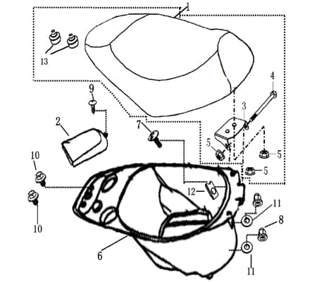 Kreidler Hiker 50 DD Sport Helmstaufach 701081 Motorroller.de Sitzfach Helmfach Staufach Scooter Ersatzteil