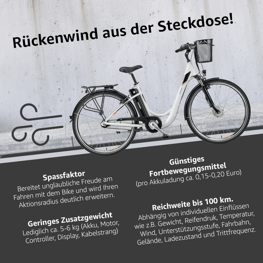 E-Bike Telefunken RC840 Multitalent Elektrofahrrad City-Pedelec weiß 28" RH 48cm E-Fahrrad Citybike