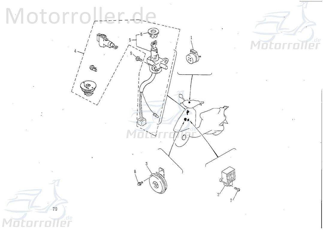 SMC Zündschloss Rex 50 Scooter Lenkradschloss 50ccm 2Takt Motorroller.de Zünd-Schloss Lenkerschloss Lenker-Schloss Anlasserschloss Anlasser-Schloss