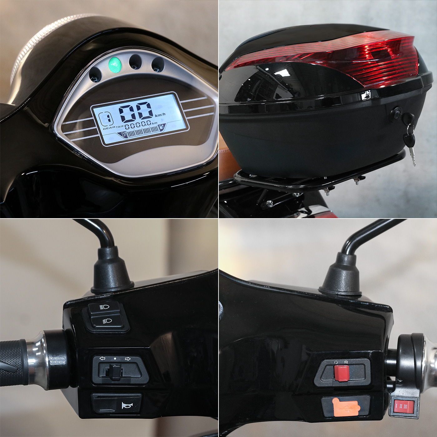 Elektroroller E-City 45 Retro 45 km/h schwarz E-Roller E-Scooter Mokick Motorroller