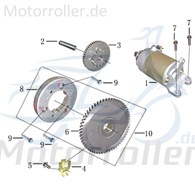 Kreidler Martinique 125 Vorgelegerad 125ccm 4Takt 31180308 Motorroller.de Anlasser 125ccm-4Takt Scooter Ersatzteil Service Inpektion Direktimport