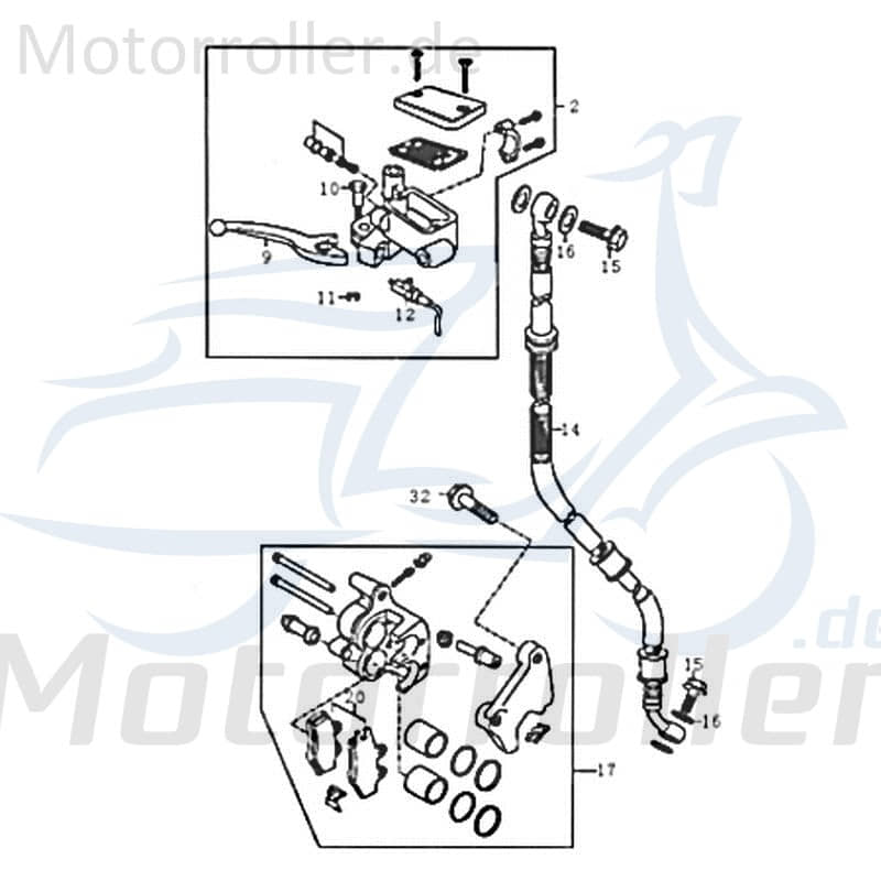 Bremsschlauch Kreidler RMC-G 50 Bremsleitung Roller 83707 Motorroller.de Hydraulikschlauch Hydraulik-Schlauch Hochdruckleitung Hydraulikleitung