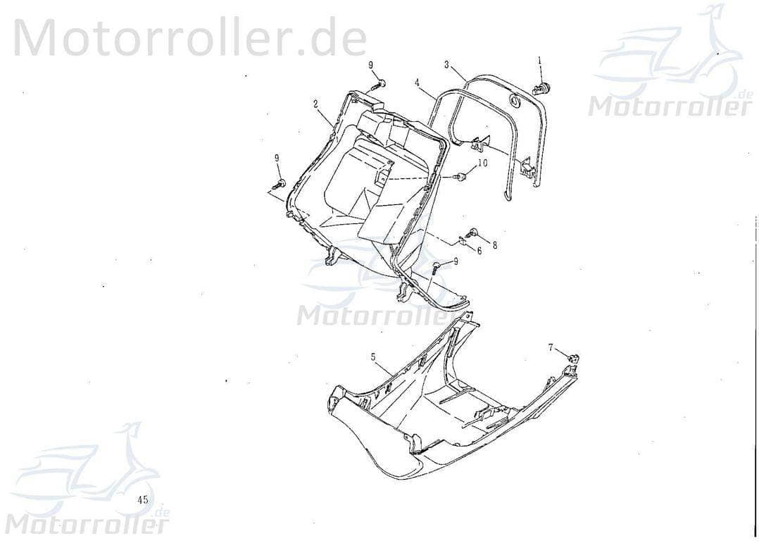 Rex Scooter 50 Fußraumverkleidung Frontverkleidung 75510 Motorroller.de Innenverkleidung Lenkerverkleidung Kreidler Flory 50