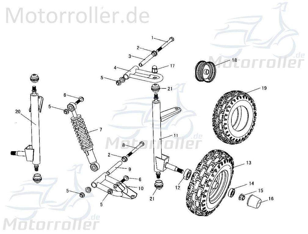 Bundschraube M8x1,25x100mm Tongjian Buggy 45ccm 4Takt Motorroller.de Maschinenschraube Flanschschraube Flansch-Schraube Maschinen-Schraube 40ccm 4Takt