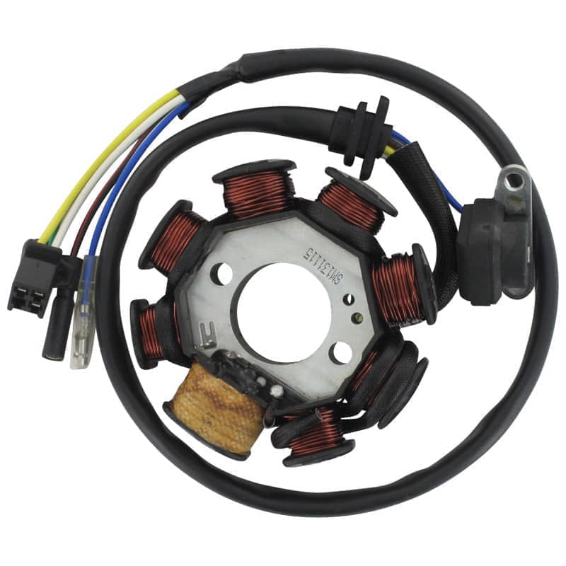 Lichtmaschine Stator DC 8 8 Spulen D=88mm AWA-152QMI-191-000 Motorroller.de Pick-up außen 5 Kabel 1x3 + 2x1 Pol Ankerplatte Zündplatte Zündgrundplatte