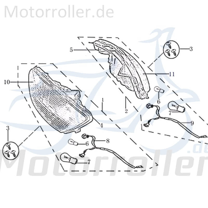 Rex INSIGNIO 125 DD Rücklicht rechts 125ccm 4Takt 702037 Motorroller.de Rückstrahler Rück-Leuchte Rückleuchteneinheit Rückleuchten-Einheit Scooter