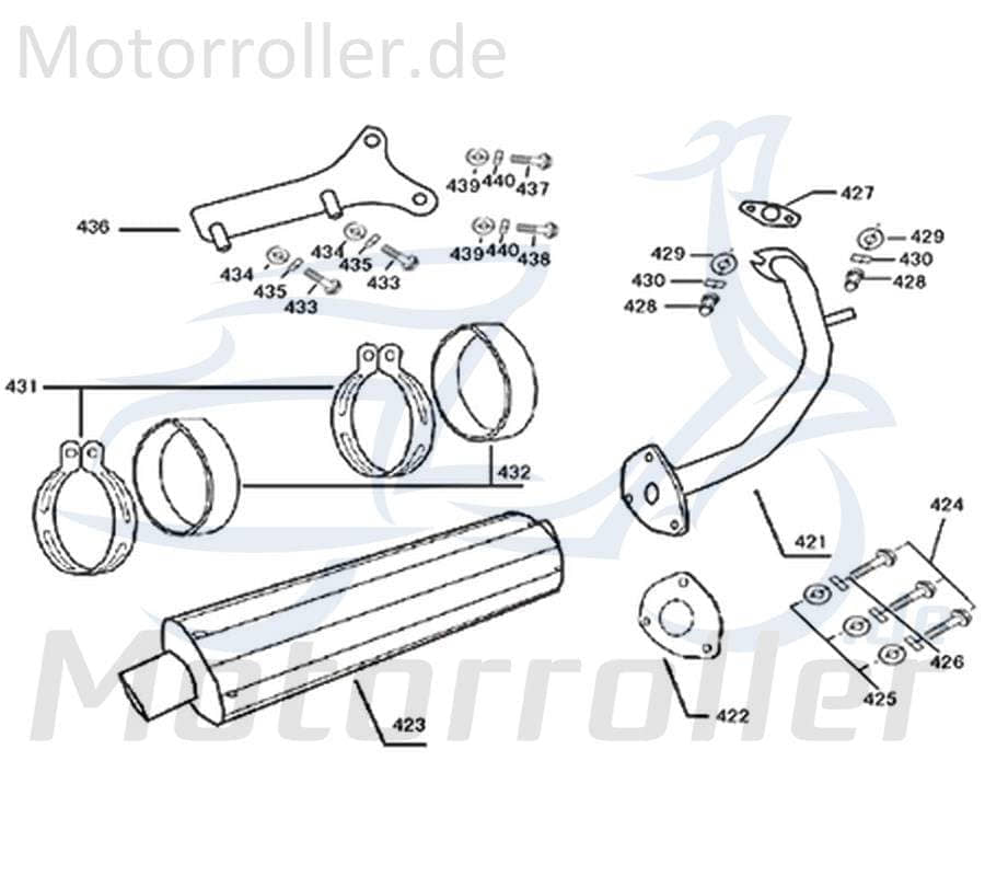 Jonway Florett 2.0 50 City Auspuffkrümmer 50ccm 2Takt 741038 Motorroller.de Abgaskrümmer Auspuff-Krümmer Auspuff-Rohr Auspuff-Bogen Krümmer-Rohr