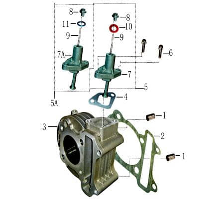 Zylinder 4Takt 50ccm Motorzylinder 704044 Motorroller.de Kreidler Jigger Hiker Galactica 50 City DD
