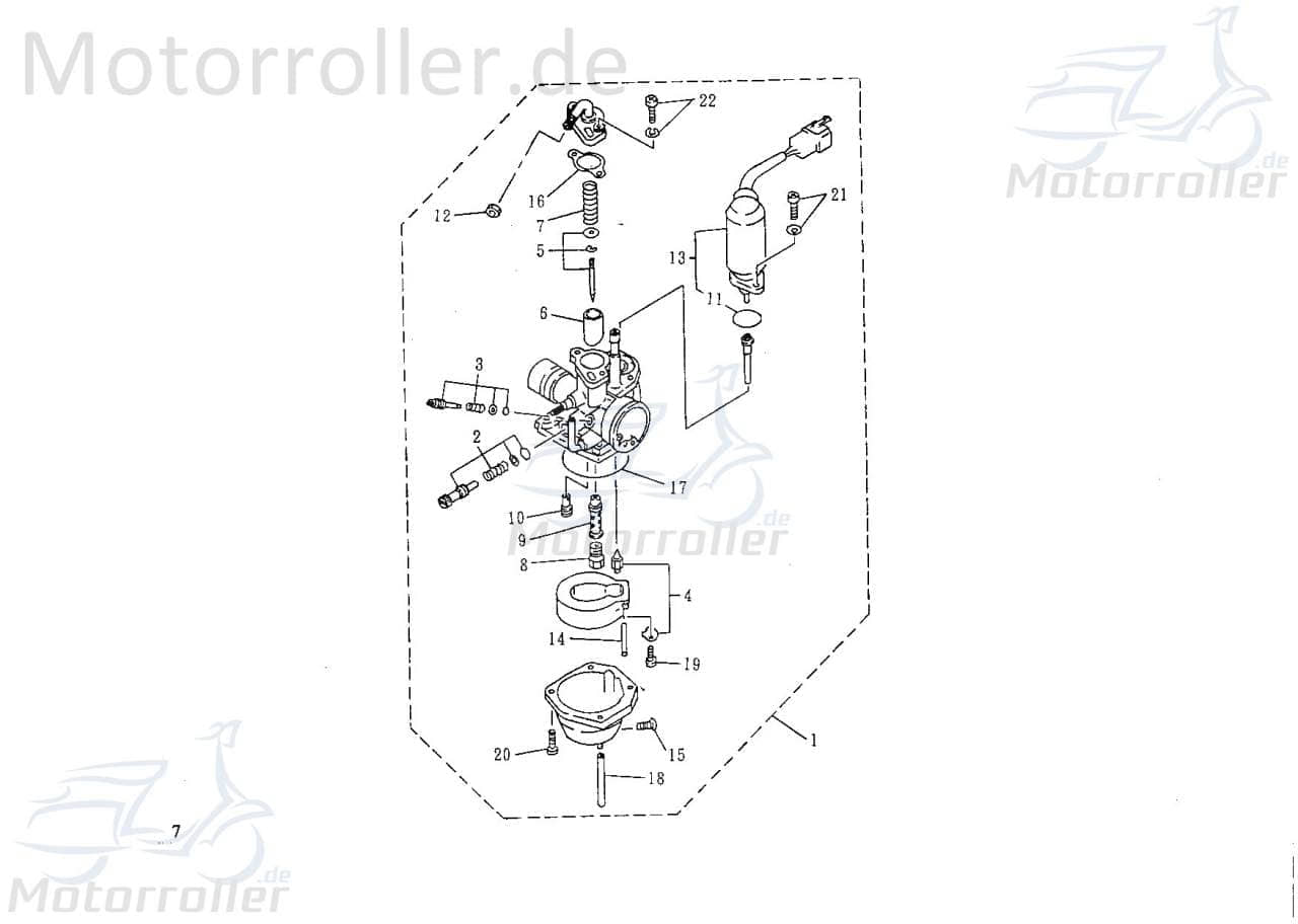 Luxxon F104 50 Vergaser 50ccm 2Takt 160000-1E40QMA-0000 Motorroller.de Mikuni VM16 HD45 25km/h Schwimmer-Vergaser Carburetor Carburateur 1E40QMB