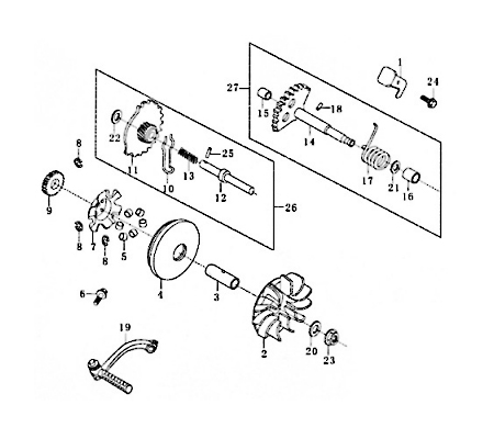SMC Kickstarterwelle 130mm Baotian BT125T 2B2 22601-GAT-00 Motorroller.de Kickstarter-Welle Kickstarterhauptwelle Kickstarterachse Kickstarter-Achse