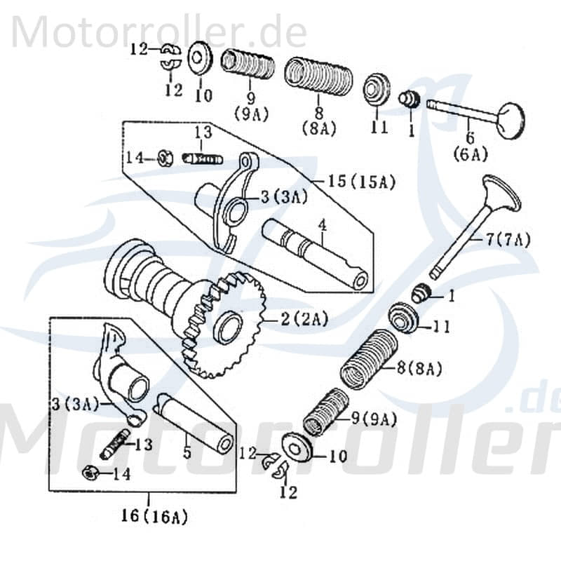 Ventileinstellmutter Rex RS125 Roller Scooter 125ccm 4Takt Motorroller.de 125ccm-4Takt RS125 QM125T 10D Ersatzteil Service Inpektion Direktimport