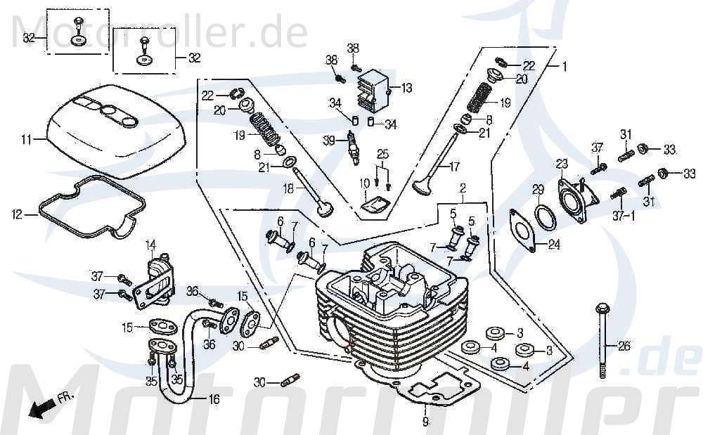 Daelim VS 125 Dichtung Ansaugstutzen 125ccm 4Takt 16214-BA7-0000-EU Motorroller.de Winkeldichtung Ansaugstutzendichtung Isolator Bogendichtung 152QMI