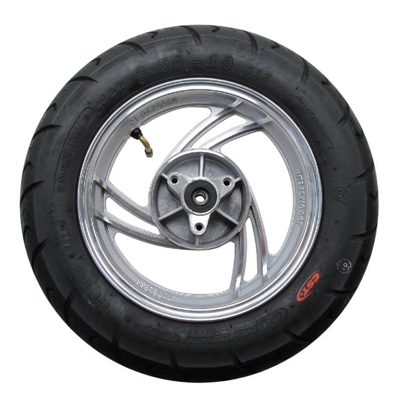 Vorderrad Komplettrad 2.15x10 / 3.50x10 10 Zoll silber Motorroller.de