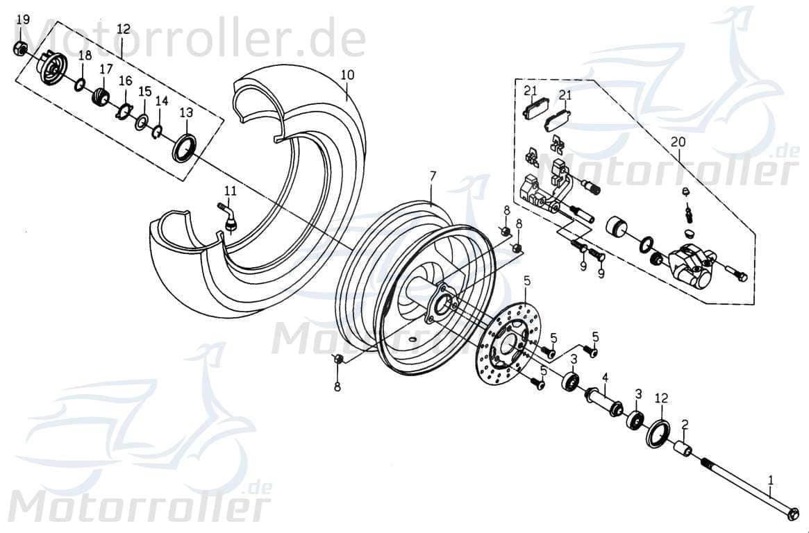 PGO Sicherungsmutter nur für Stahlfelge M8 Roller 50ccm 2Takt Motorroller.de Sicherheitsmutter selbsthemmende Sicherungs-Mutter Stopmutter Stop-Mutter