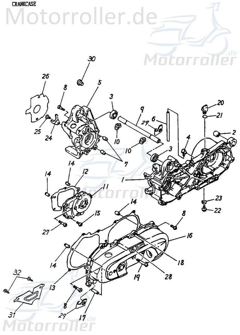 Adly Variomatikdeckel links außen Gehäusedeckel 100ccm 2Takt Motorroller.de Getriebegehäusedeckel Variodeckel Seitendeckel Getriebedeckel Scooter