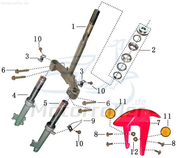 Schraube M8x1.25x45mm Baotian Flanschschraube 90158-MB1-0000 Motorroller.de Bundschraube Maschinenschraube Flansch-Schraube Maschinen-Schraube 1E40QMB