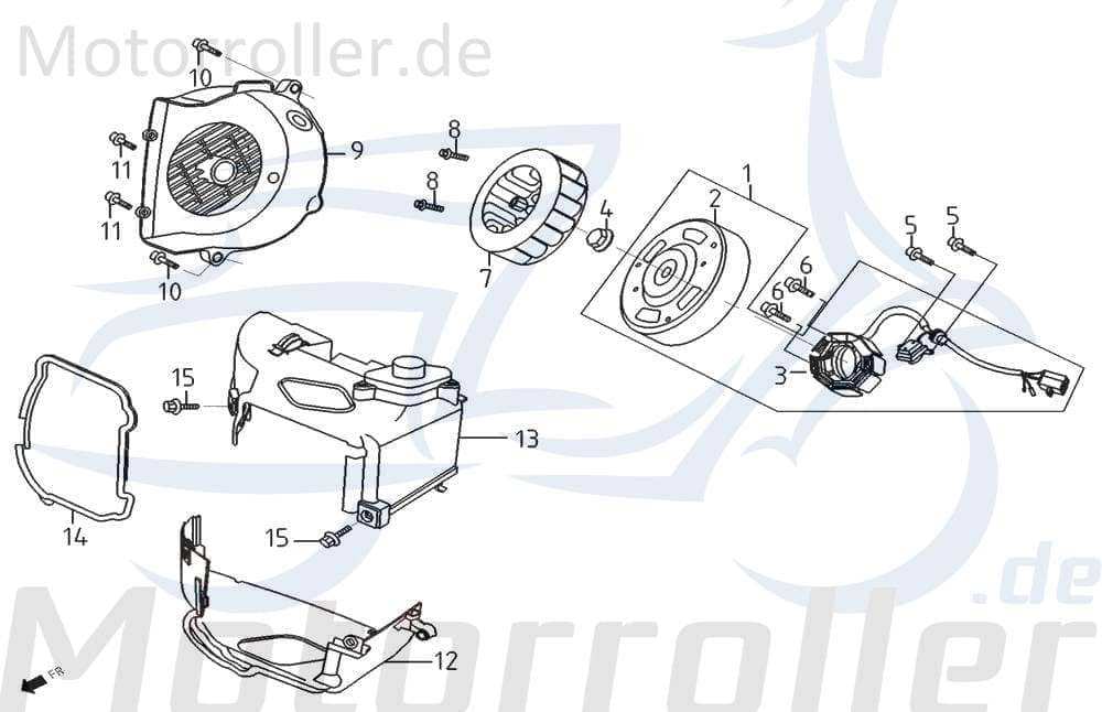 PGO Stranger 50 Lichtmaschine AC E0801 Motorroller.de Generator Lima Yiying Benzhou YY50QT
