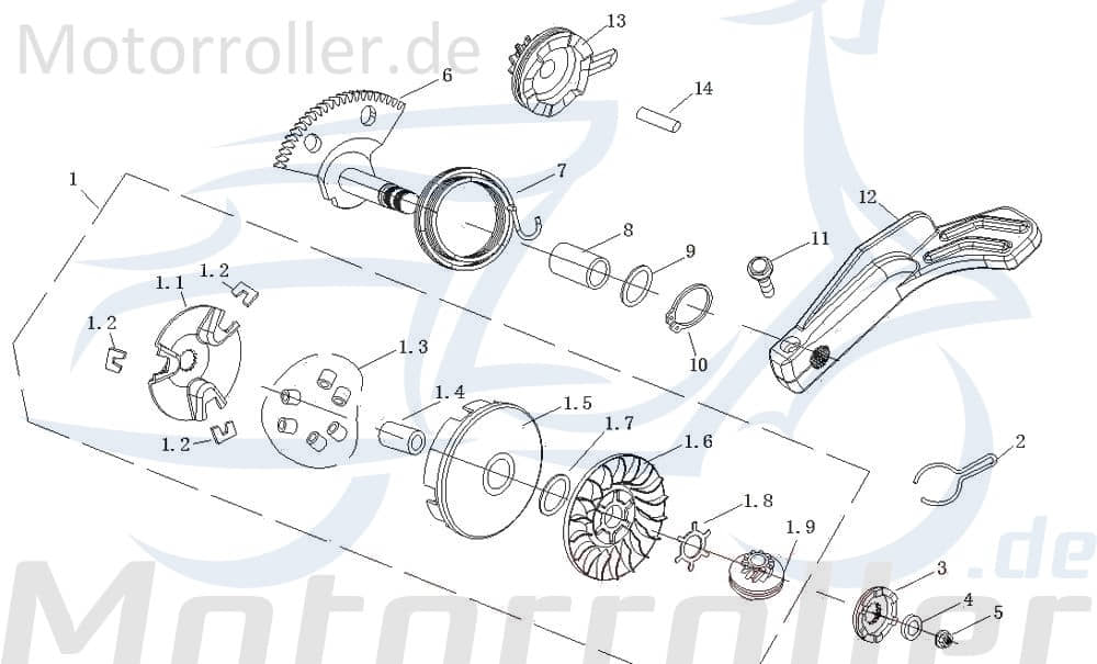 AGM Fighter 50 One Variomatikscheibe AGM Fighter 50 One 114110-1E40QMA-0100 Motorroller.de Außendurchmesser 95mm Innendurchmesser 21mm 50ccm 2Takt