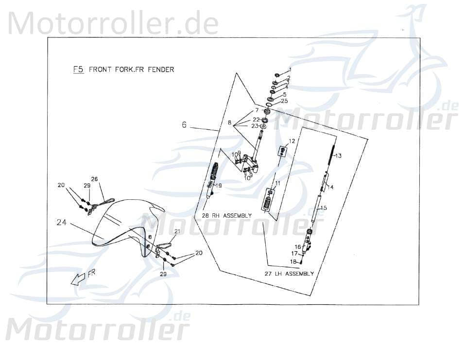 PGO TR3 50 Stoßdämpfer vorn links C144C211000 Motorroller.de Federbein Frontstoßdämpfer Gabelbein Vorderstoßdämpfer T-Rex G-Max