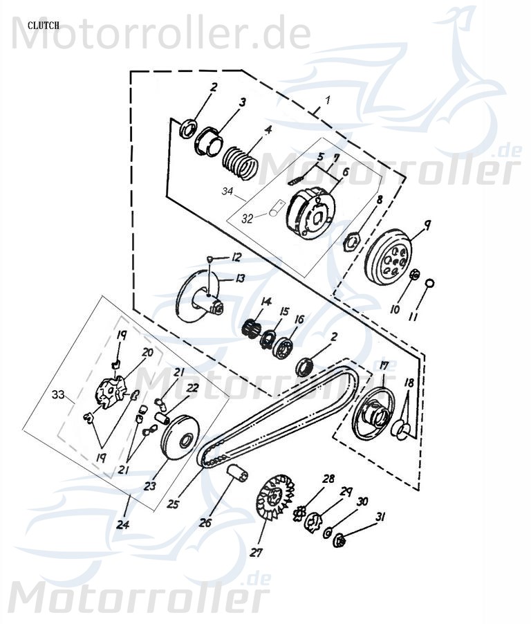 Adly Schleuderbacken Satz Set Kupplungsbacken ATV 50ccm 2Takt Motorroller.de Schleuderbackensatz Sport Polini Kuppungsbeläge Minarelli liegend Quad