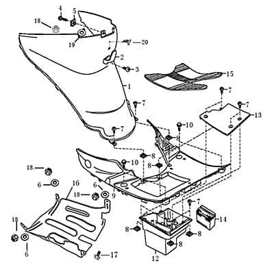 Rex RS460 Tritt-Brett Trittplatte Trittbrett Roller Motorroller.de Fußplatte 50ccm 4Takt 139QMB JSD50QT-13 50cc 4T 139QMA Fußbrett