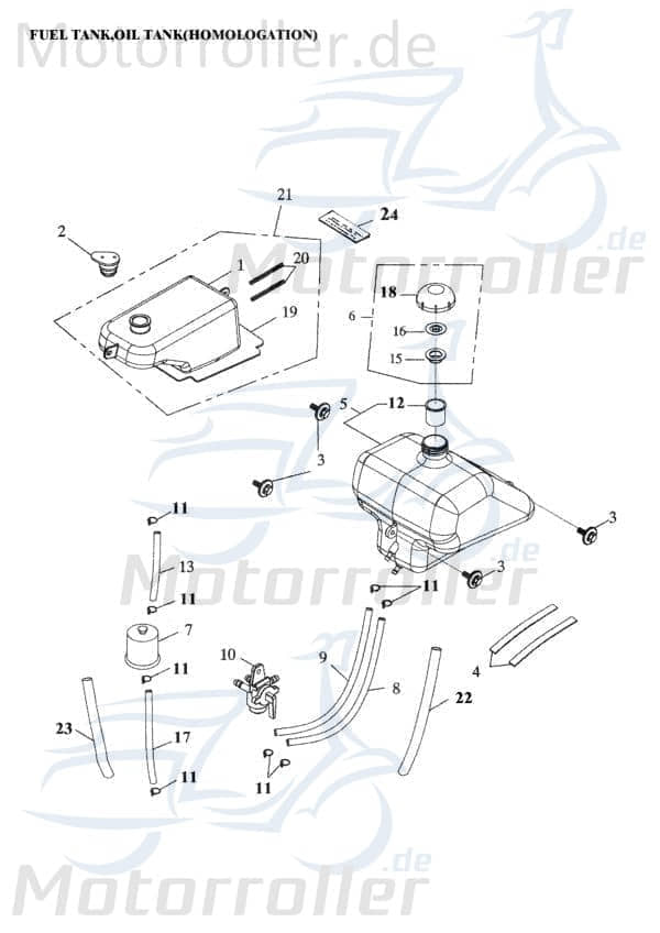 Adly Ölschlauch 5x9x320mm Ölleitung Öl-Schlauch 50ccm 2Takt Motorroller.de Öl-leitung Ölrohr Ausgangsschlauch Eingangschlauch 280ccm-4Takt Quad ATV