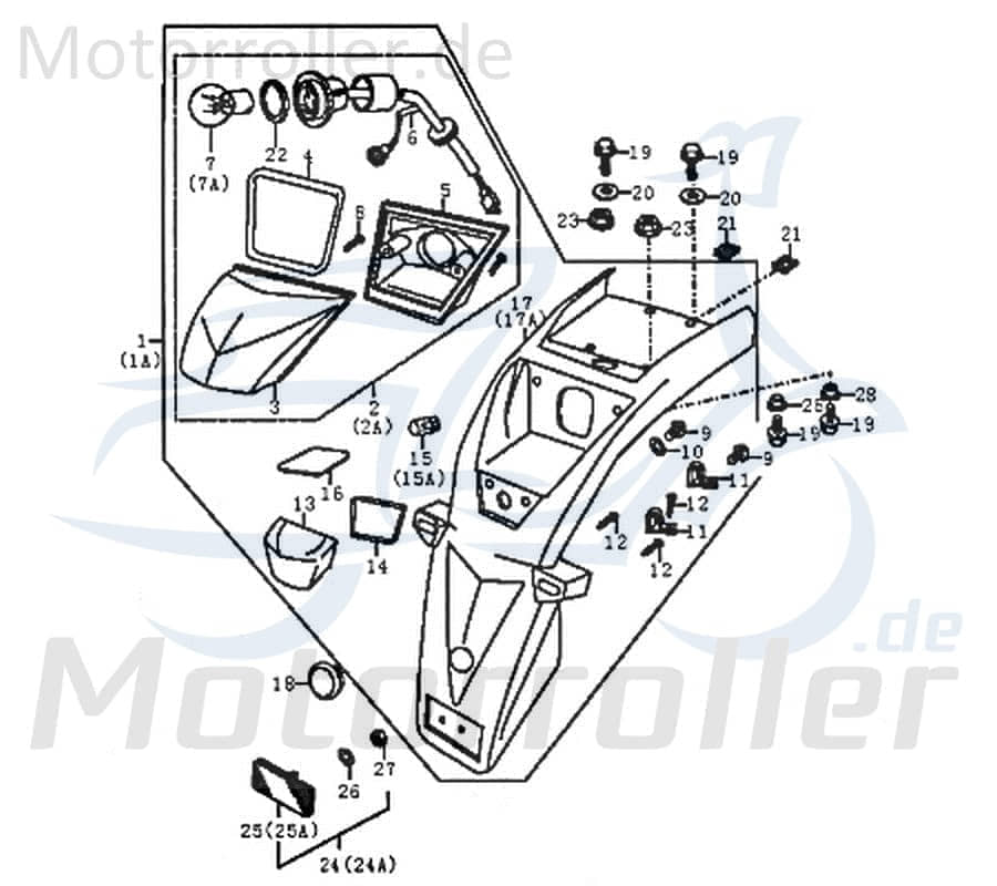 Rex Enduro 125 DD Rücklicht Rückleuchte 89638 Motorroller.de Kreidler Supermoto Rückstrahler Rückleuchteneinheit Rückleuchten-Einheit Motorrad
