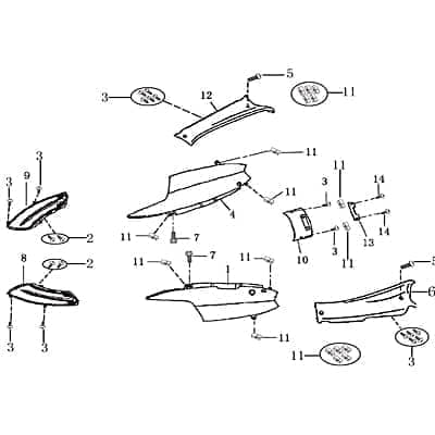Rex RS1100 Trittbrettverkleidung Roller 125ccm 4Takt 701435 Motorroller.de Fußbrettverkleidung unten 125ccm-4Takt Scooter Ersatzteil Service