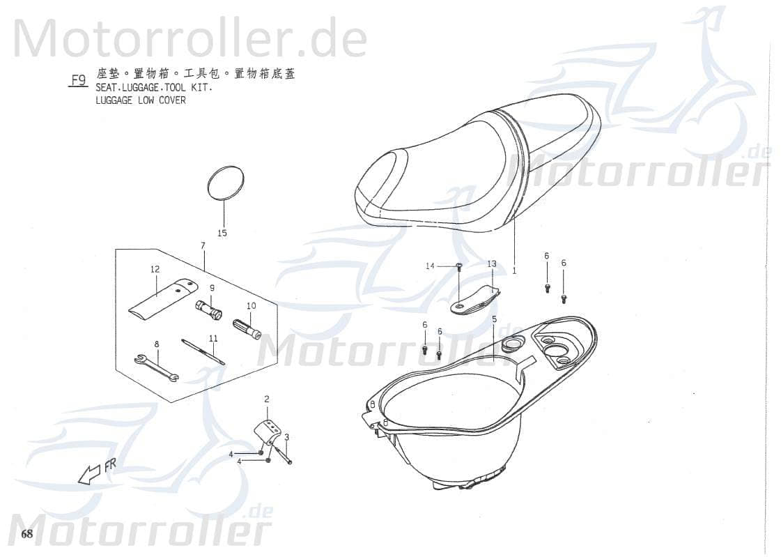 PGO Bordwerkzeug T-Rex 125 Werkzeugset Werkzeugtasche Roller C1706541000 Motorroller.de Werkzeugbox Pannenwerkzeug Servicewerkzeug Bordwerkzeugsatz