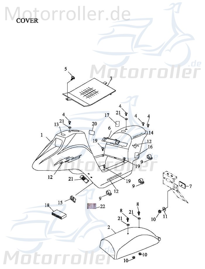 Adly Fun Cruiser FC 20 Trittbrett 50ccm elektro 64310-165-000 Motorroller.de Trittplatte Tritt-Brett Fußplatte Fußbrett Bodenbrett Fußraumboden