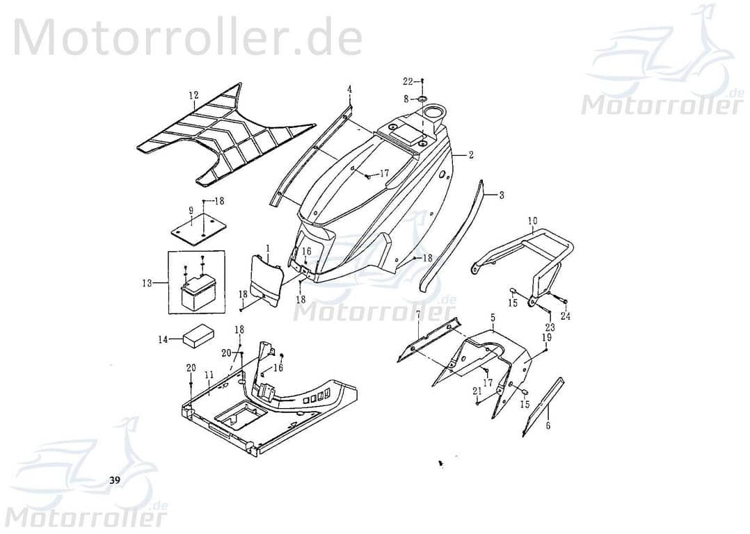 SMC Extra 50 Off Road GEPÄCKTRÄGER 50ccm 2Takt 52850-PAF-00 Motorroller.de schwarz Topcase-Halterung Kofferträger Gepäck-Träger Topcasehalterung