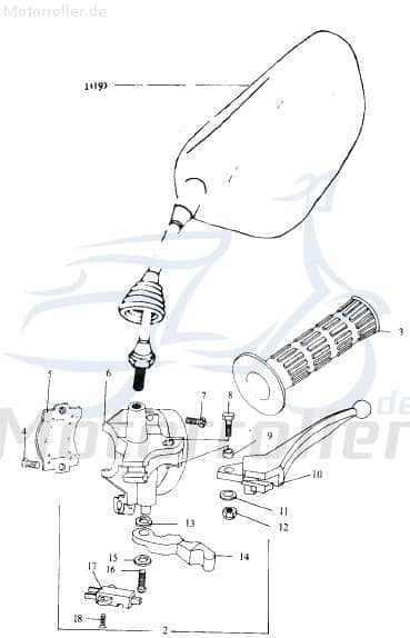 Eppella Eppelino 50 Lenkerarmatur 50ccm 2Takt QM50QW-B.-32.1-00 Motorroller.de Schaltergehäuse Kombischalter Schaltereinheit Schalterelement Scooter