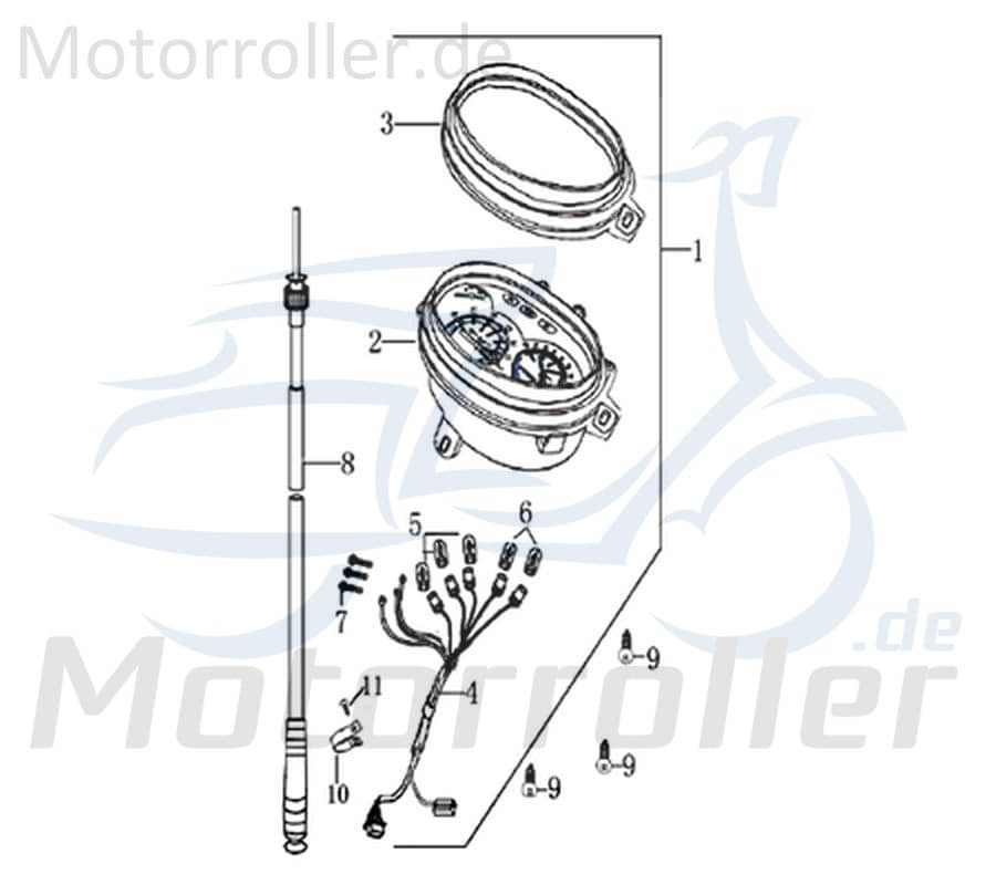 Tachometer Kreidler Hiker 2.0 50 DD 701257 Motorroller.de Geschwindigkeitsmesser Tachoeinheit Galactica 2.0 Florett RS