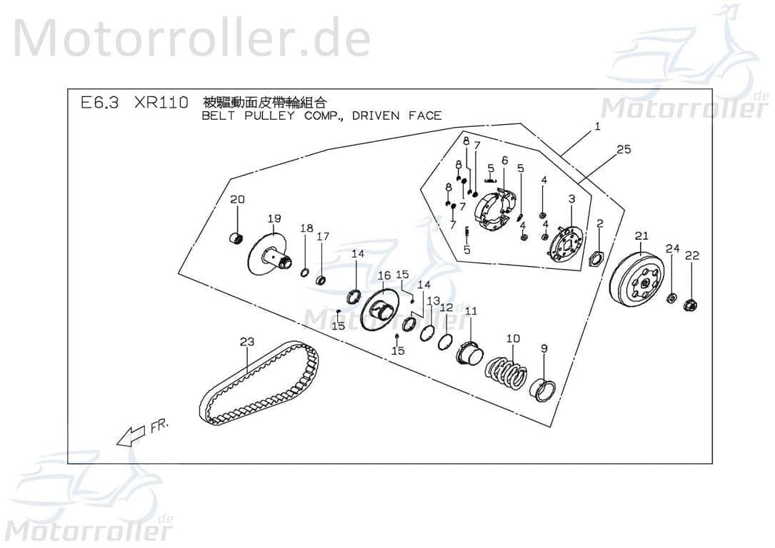 PGO TR3 50 Seitenverkleidung rechts unten dunkel schwarz C1626012650 Motorroller.de Seitendeckel Seitenabdeckung Seitenleiste Trittbrettverkleidung