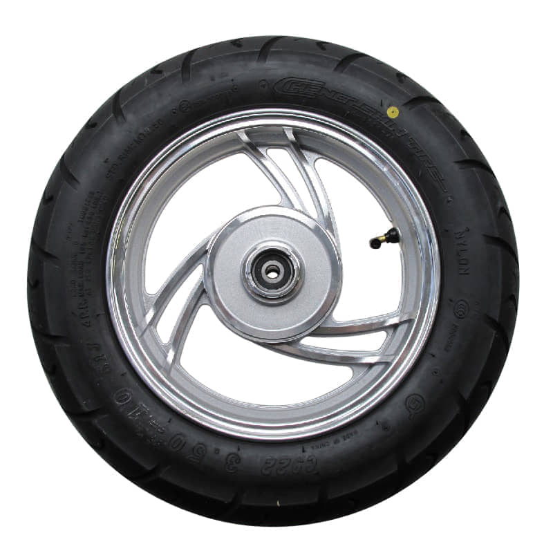 Vorderrad Komplettrad 2.15x10 / 3.50x10 10 Zoll silber Motorroller.de