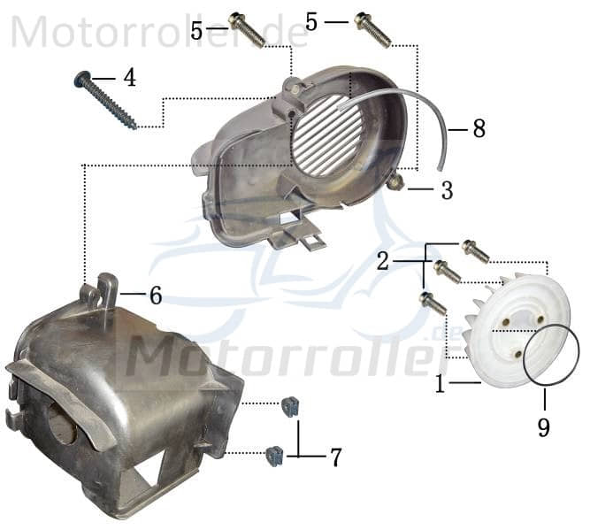 Lüfterrad flach 3-Schrauben 2Takt 50ccm 1PE40-0307