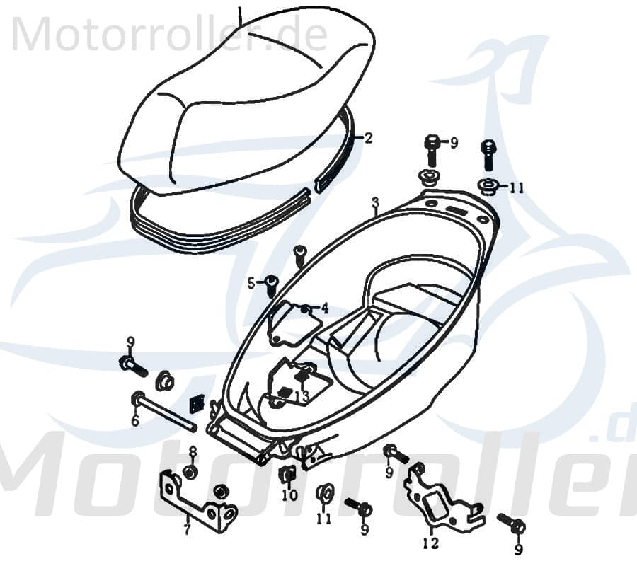 Kreidler Florett RMC-F 50 125 Gummidichtung Sitzbank 81886 Motorroller.de Sitzbankdichtung Moped Ersatzteil Service Inpektion Direktimport