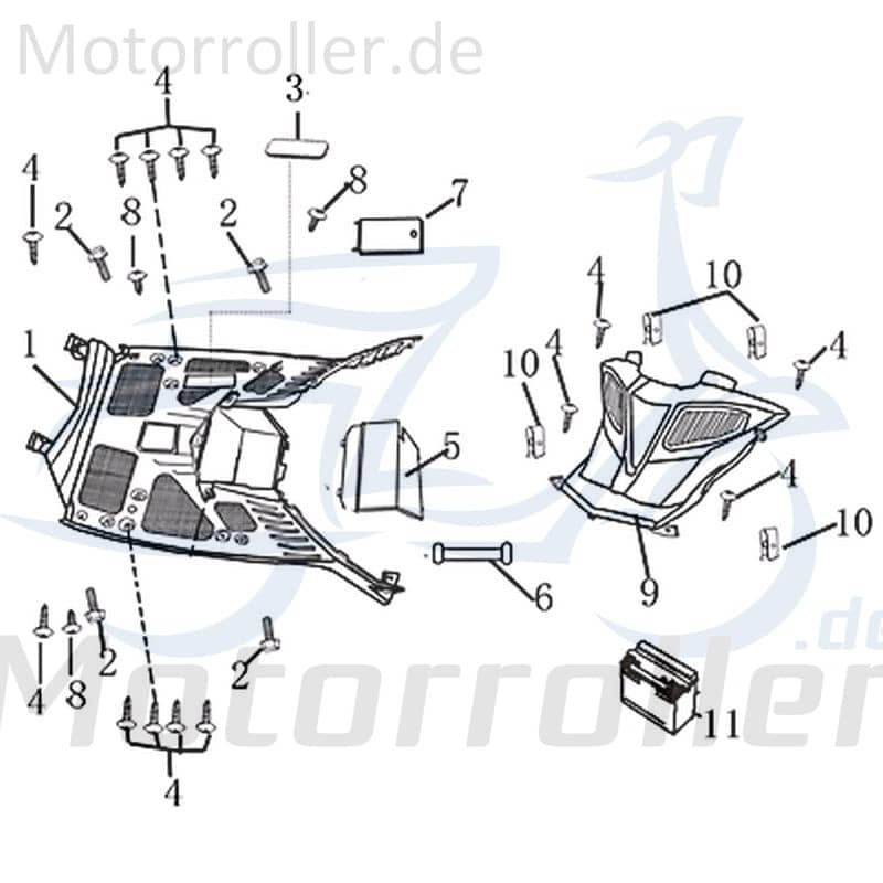 Kreidler Martinique 125 Fußraumverkleidung 125ccm 4Takt 702585 Motorroller.de Fußraumabdeckung Fußtrittabdeckung 125ccm-4Takt Scooter Ersatzteil
