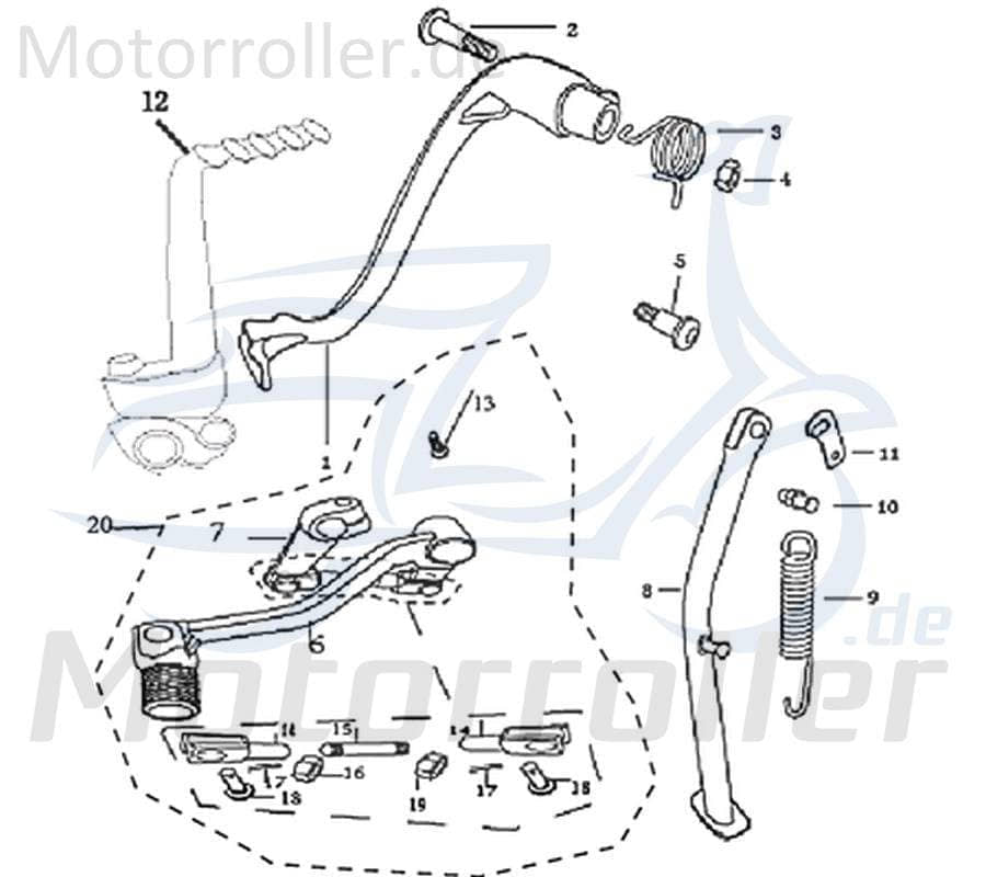 CPI Feder Seitenständer Kreidler 50ccm 2Takt 203-12Y2-001 Motorroller.de Spannfeder Rückzugfeder Spann-Feder Haltefeder Seitenständerfeder Motorrad