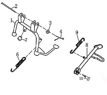 Seitenständer Länge 170mm (ohne Schalter) BT20007