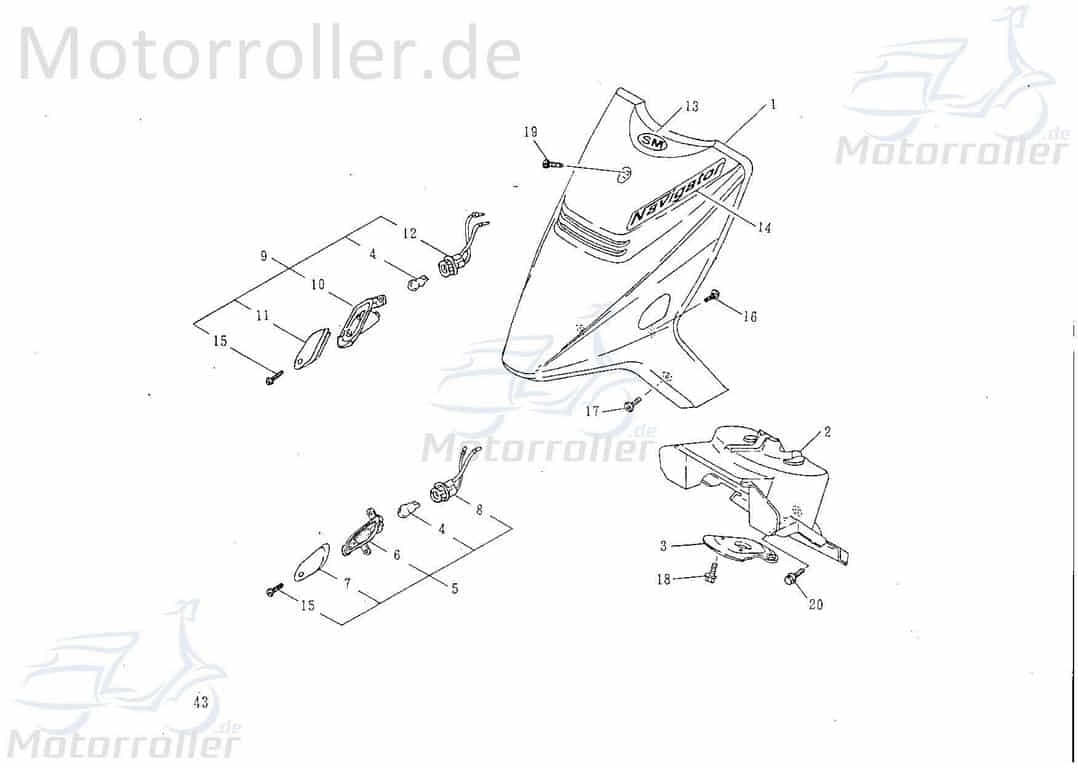 SMC Blinkerfassung vorn rechts rechts vorn vorne 50ccm 2Takt Motorroller.de Birnenfassung 50ccm-2Takt Scooter Ersatzteil Service Inpektion