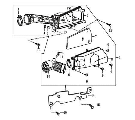 Luftfilterkasten komplett inkl Filter 4t 50cc 700707