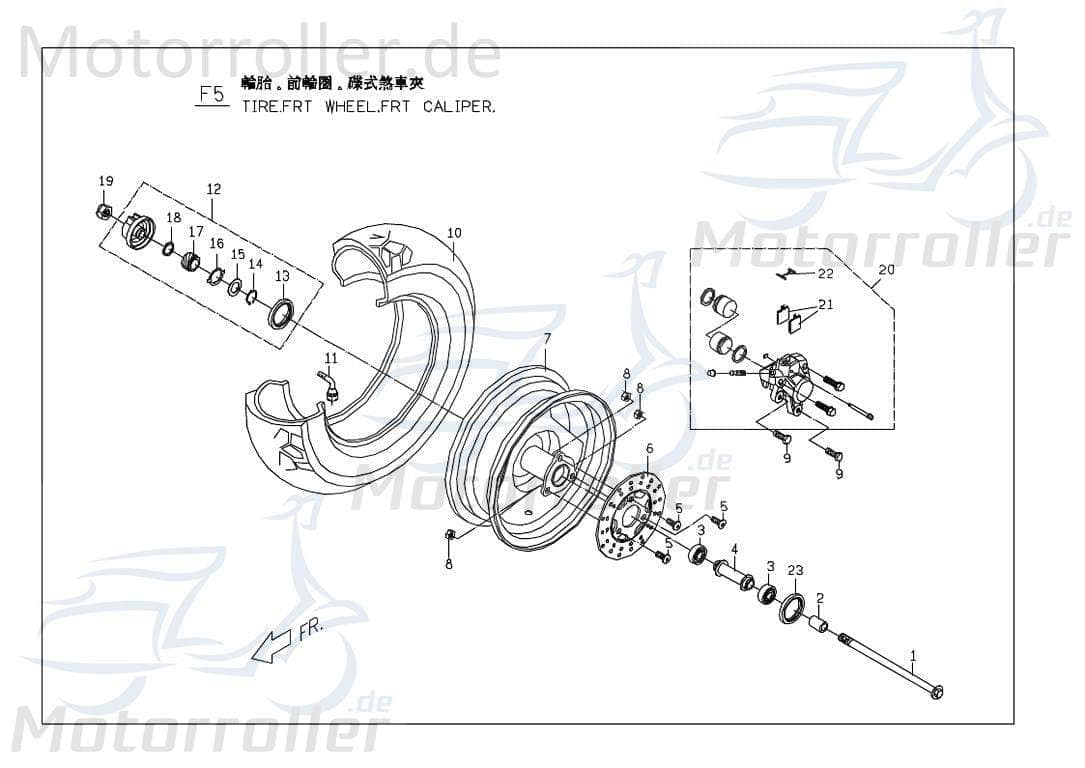 PGO Bremsklotz-Set vorn Ligero RS 125 Bremsbeläge Roller P540C310000 Motorroller.de Bremsschuhe Bremssteine Bremsbacken Bremsklotzsatz Bremsklötze