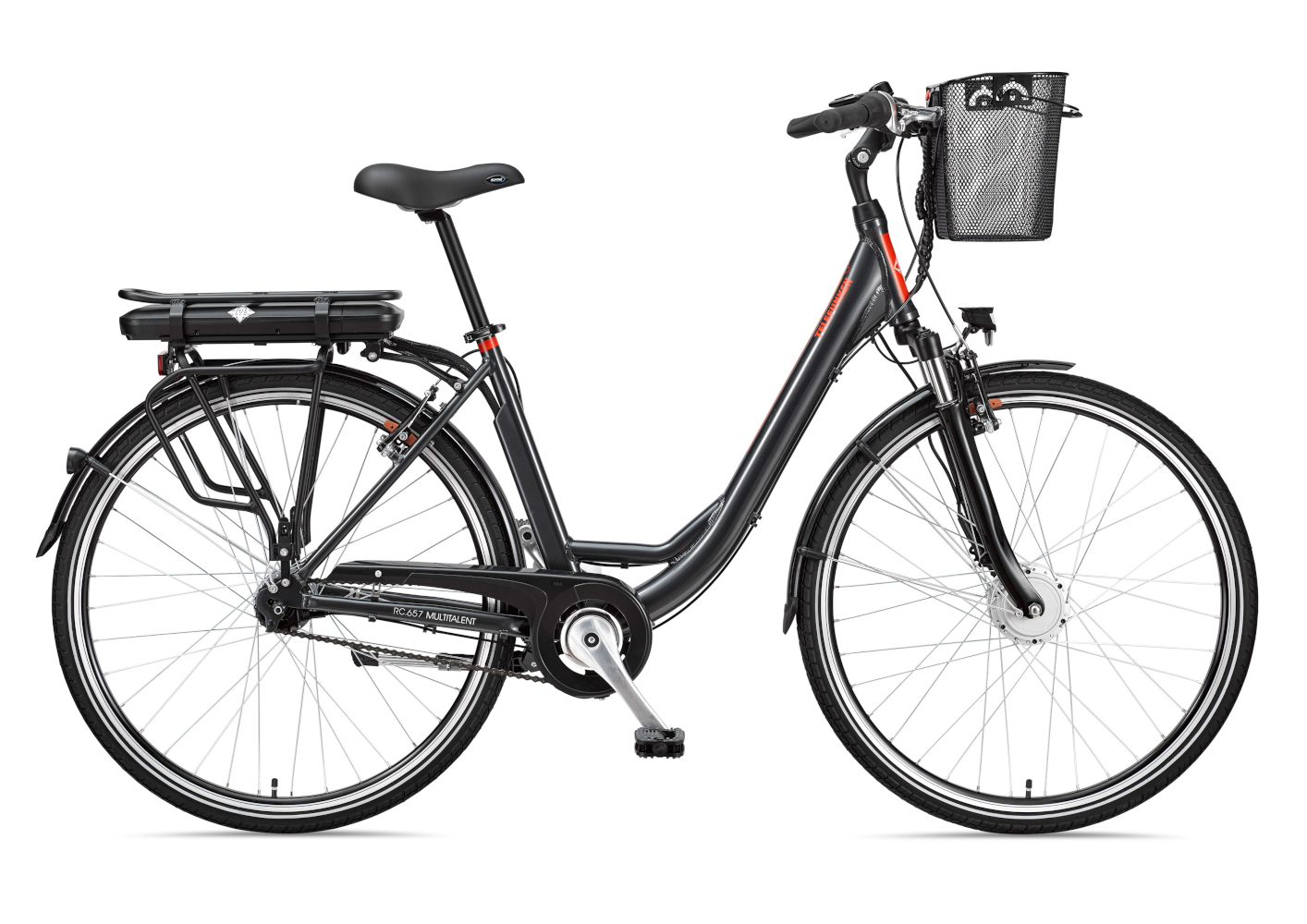 E-Bike Telefunken RC657 Multitalent Elektrofahrrad City-Pedelec anthrazit 28" RH 49cm E-Fahrrad Citybike