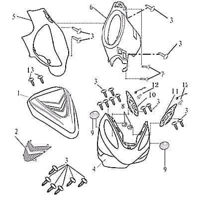 Dekorsatz Rex RS460 (Fahrzeug = schwarz) 700582 Motorroller.de Aufkleber Sticker Emblem Schriftzug Logo