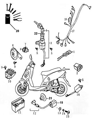 Hupe 12V 1.5A 95dB D=65mm Rex RS450 Signalhorn 700333 Motorroller.de Signal-Horn Töte Hupsignal Hup-Signal 1E40QMB Scooter Ersatzteil Service