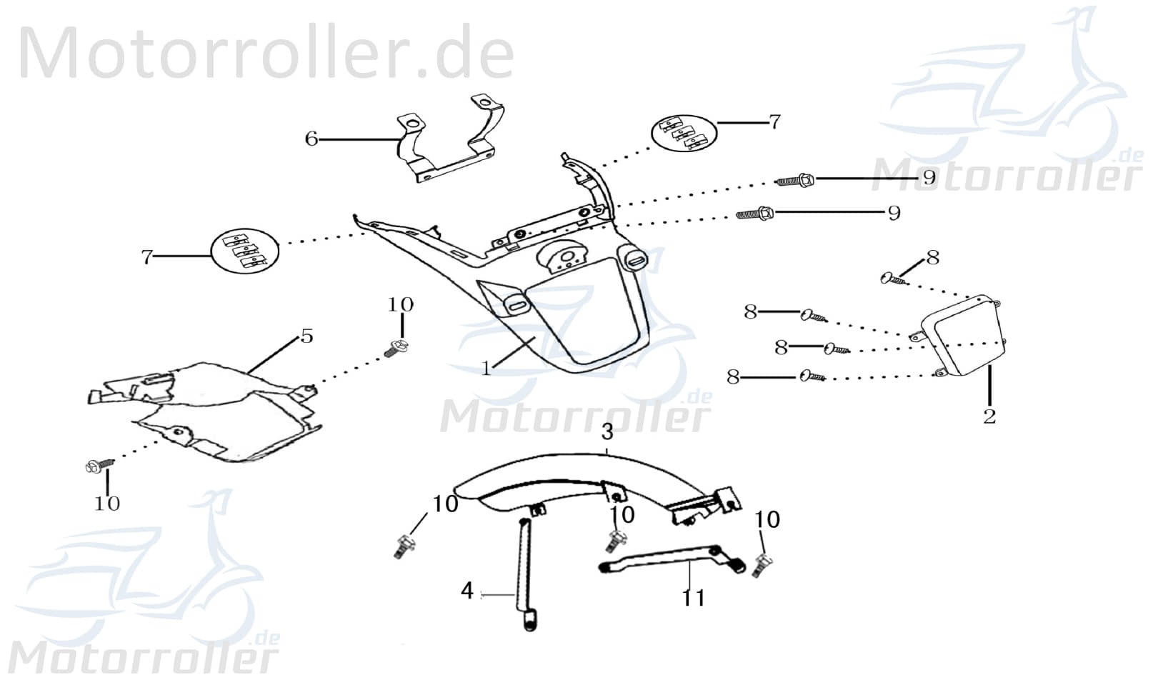 Radabdeckung hinten Radlauf-Schutz Motorroller 701336