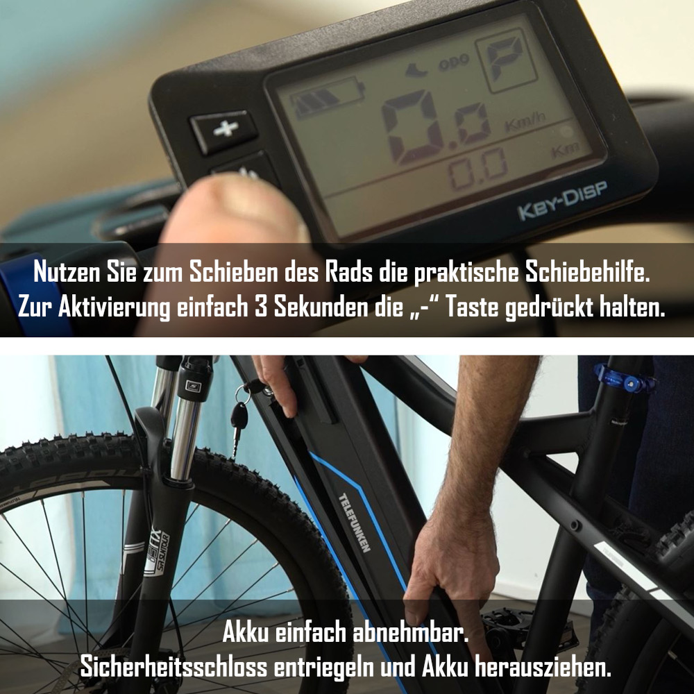 E-Bike Telefunken M925 Aufsteiger Elektrofahrrad MTB-Pedelec blau 27,5" RH 50cm E-Fahrrad Mountainbike